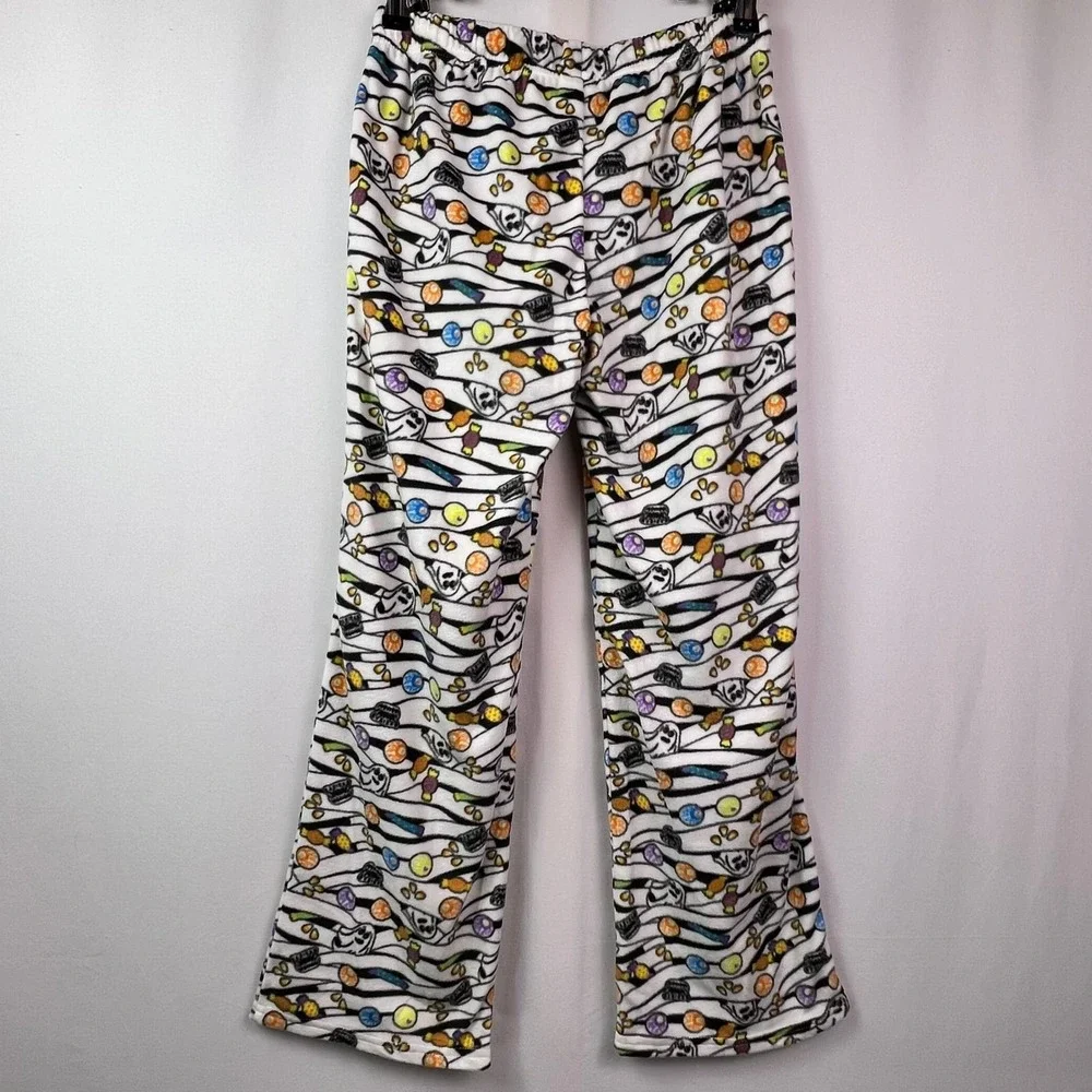 Cat & Jack Kids Halloween Ghost Candy Fleece Pajama Pants White L 10/12 NWT